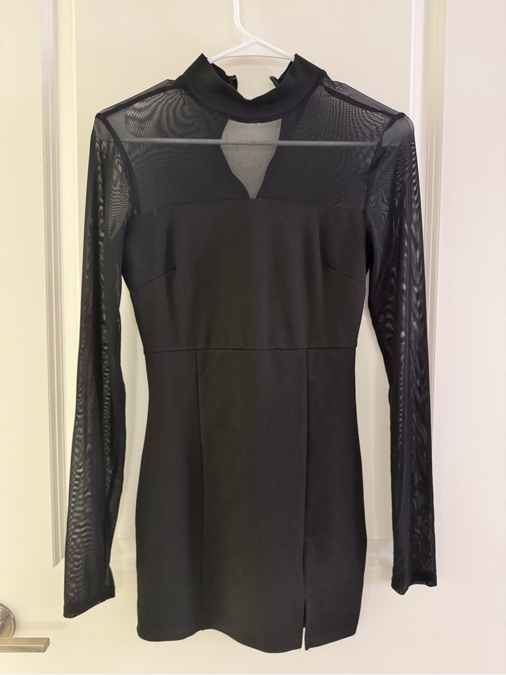 Long Sleeve Mesh Mini Dress